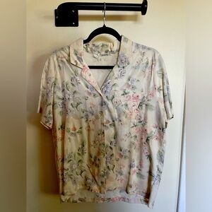 Vintage White/Pastel Floral Size Large Mens Button Down Shirt 🌼